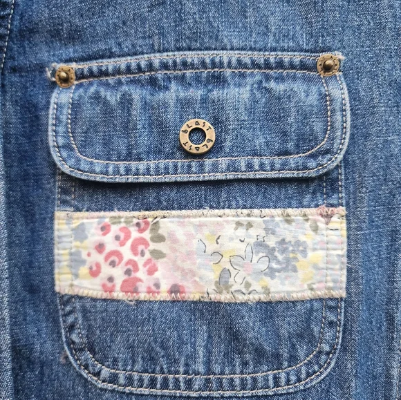 Denim Shacket Jacket Blast Blues Patch L Vintage? - Picture 4 of 12